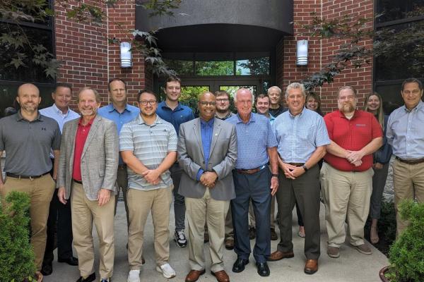 Ralph Palmer poses for a photo with civil engineering faculty and Dean Buchheit