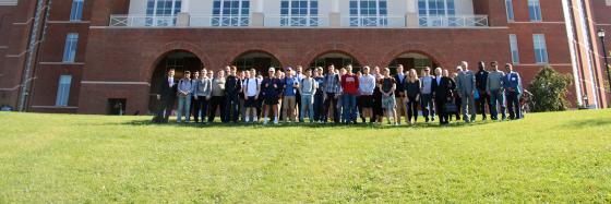 2016 PEIK seminar participants standing in front of William T Young Library.